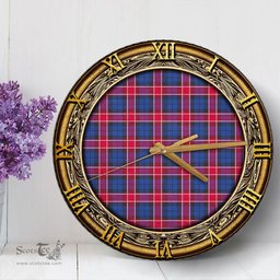 ScotsTee Shop Scottish Graham of Menteith Red Clan Tartan Wooden Wall Clock
