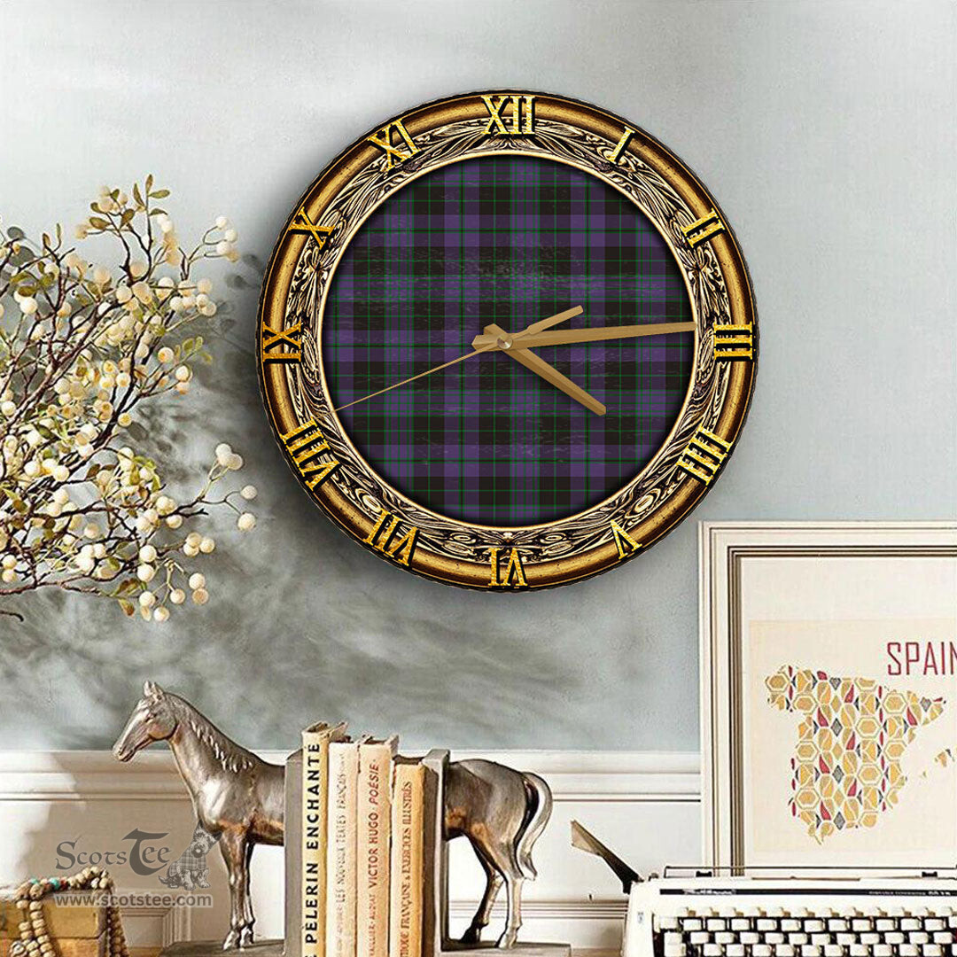 ScotsTee Shop Scottish Clergy Green Clan Tartan Wooden Wall Clock