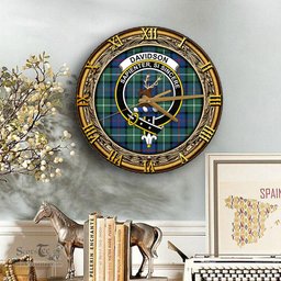 ScotsTee Shop Scottish Davidson of Tulloch Clan Crest Tartan Wooden Wall Clock