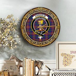ScotsTee Shop Scottish Chisholm Hunting Modern Clan Crest Tartan Wooden Wall Clock