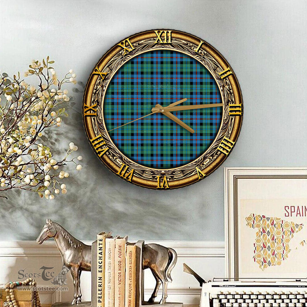 ScotsTee Shop Scottish Campbell of Cawdor Ancient Clan Tartan Wooden Wall Clock