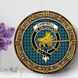 ScotsTee Shop Scottish Campbell of Cawdor Ancient Clan Crest Tartan Wooden Wall Clock