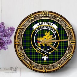 ScotsTee Shop Scottish Campbell of Breadalbane Modern Clan Crest Tartan Wooden Wall Clock