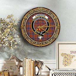 ScotsTee Shop Scottish Cameron of Lochiel Ancient Clan Crest Tartan Wooden Wall Clock