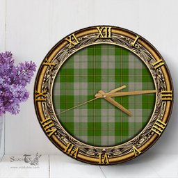 ScotsTee Shop Scottish Cunningham Dress Green Dancers Clan Tartan Wooden Wall Clock