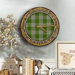 ScotsTee Shop Scottish Cunningham Dress Green Dancers Clan Tartan Wooden Wall Clock