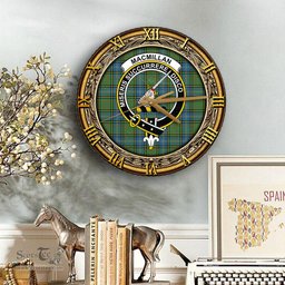ScotsTee Shop Scottish MacMillan Hunting Ancient Clan Crest Tartan Wooden Wall Clock