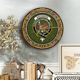 ScotsTee Shop Scottish MacKinnon Hunting Modern Clan Crest Tartan Wooden Wall Clock