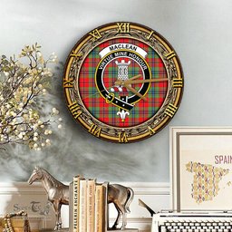 ScotsTee Shop Scottish MacLean of Duart Modern Clan Crest Tartan Wooden Wall Clock