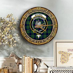 ScotsTee Shop Scottish MacNeil of Colonsay Modern Clan Crest Tartan Wooden Wall Clock