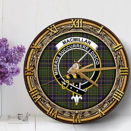 ScotsTee Shop Scottish MacMillan Hunting Modern Clan Crest Tartan Wooden Wall Clock
