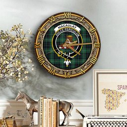 ScotsTee Shop Scottish MacAulay Hunting Ancient Clan Crest Tartan Wooden Wall Clock