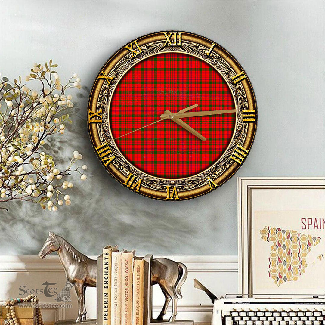 ScotsTee Shop Scottish MacDonnell of Keppoch Modern Clan Tartan Wooden Wall Clock