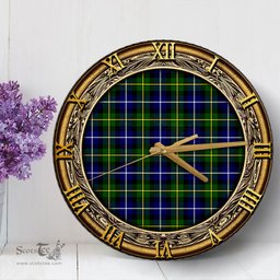 ScotsTee Shop Scottish MacNeill of Barra Modern Clan Tartan Wooden Wall Clock