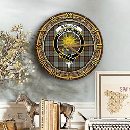 ScotsTee Shop Scottish MacLeod of Harris Weathered Clan Crest Tartan Wooden Wall Clock