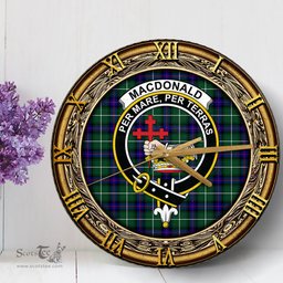 ScotsTee Shop Scottish MacDonald of the Isles Hunting Modern Clan Crest Tartan Wooden Wall Clock