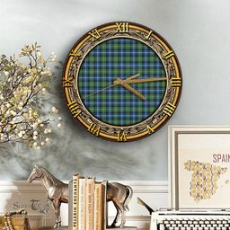 ScotsTee Shop Scottish MacNeill of Barra Ancient Clan Tartan Wooden Wall Clock