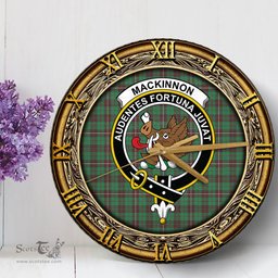 ScotsTee Shop Scottish MacKinnon Hunting Ancient Clan Crest Tartan Wooden Wall Clock