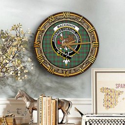 ScotsTee Shop Scottish MacKinnon Hunting Ancient Clan Crest Tartan Wooden Wall Clock