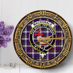 ScotsTee Shop Scottish MacDonald Dress Modern Clan Crest Tartan Wooden Wall Clock