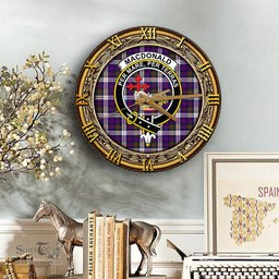 ScotsTee Shop Scottish MacDonald Dress Modern Clan Crest Tartan Wooden Wall Clock