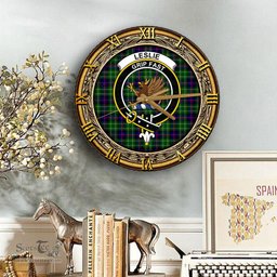 ScotsTee Shop Scottish Leslie Hunting Clan Crest Tartan Wooden Wall Clock