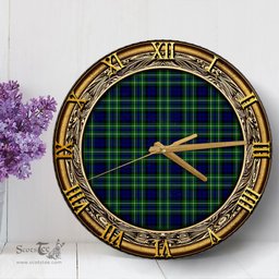 ScotsTee Shop Scottish MacNeil of Colonsay Modern Clan Tartan Wooden Wall Clock