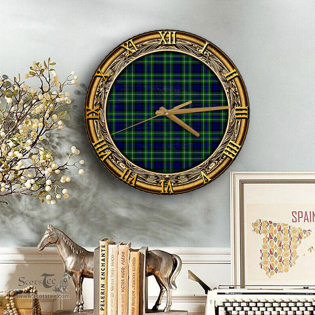 ScotsTee Shop Scottish MacNeil of Colonsay Modern Clan Tartan Wooden Wall Clock