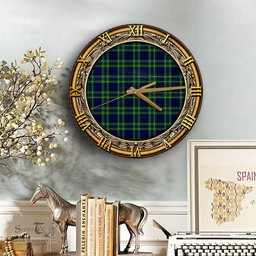 ScotsTee Shop Scottish MacNeil of Colonsay Modern Clan Tartan Wooden Wall Clock