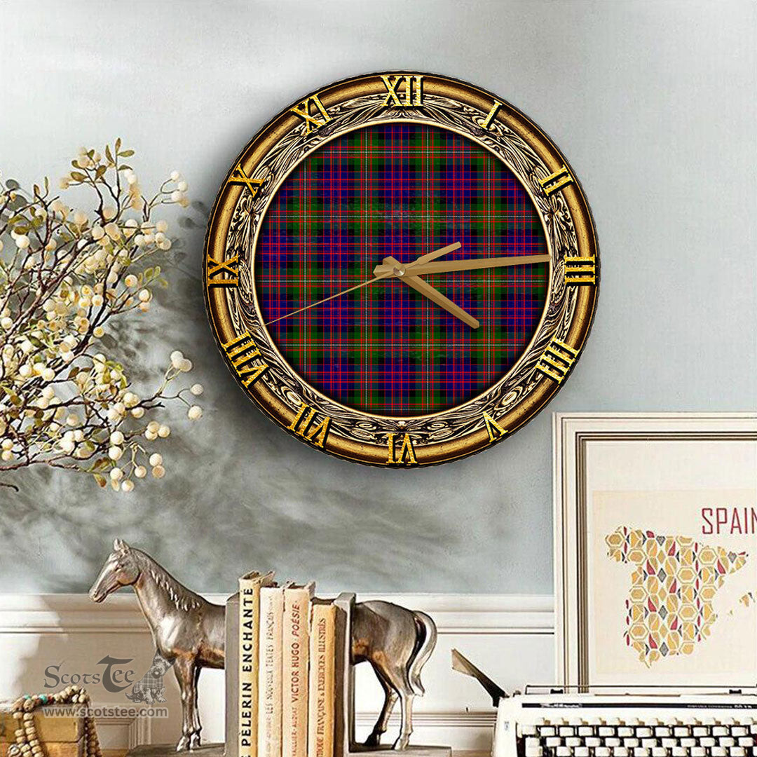 ScotsTee Shop Scottish MacDonnell of Glengarry Modern Clan Tartan Wooden Wall Clock