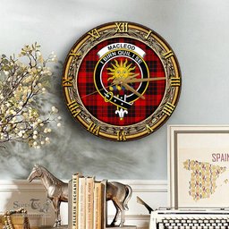 ScotsTee Shop Scottish MacLeod of Raasay Clan Crest Tartan Wooden Wall Clock