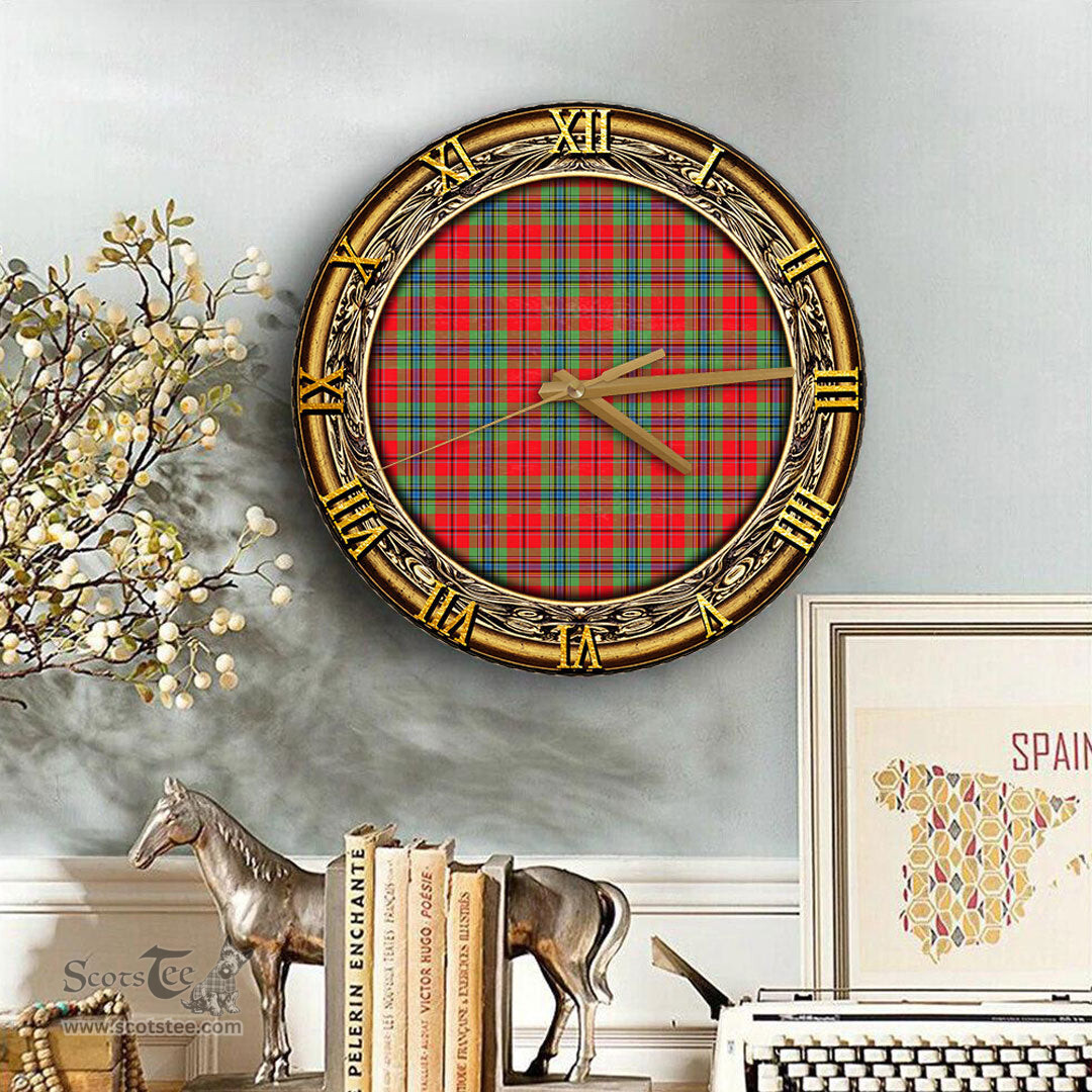 ScotsTee Shop Scottish MacLean of Duart Modern Clan Tartan Wooden Wall Clock