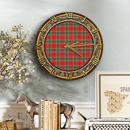 ScotsTee Shop Scottish MacLean of Duart Modern Clan Tartan Wooden Wall Clock