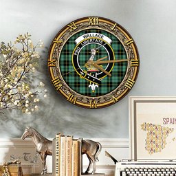 ScotsTee Shop Scottish Wallace Hunting Ancient Clan Crest Tartan Wooden Wall Clock