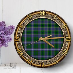 ScotsTee Shop Scottish Wishart Hunting Modern Clan Tartan Wooden Wall Clock