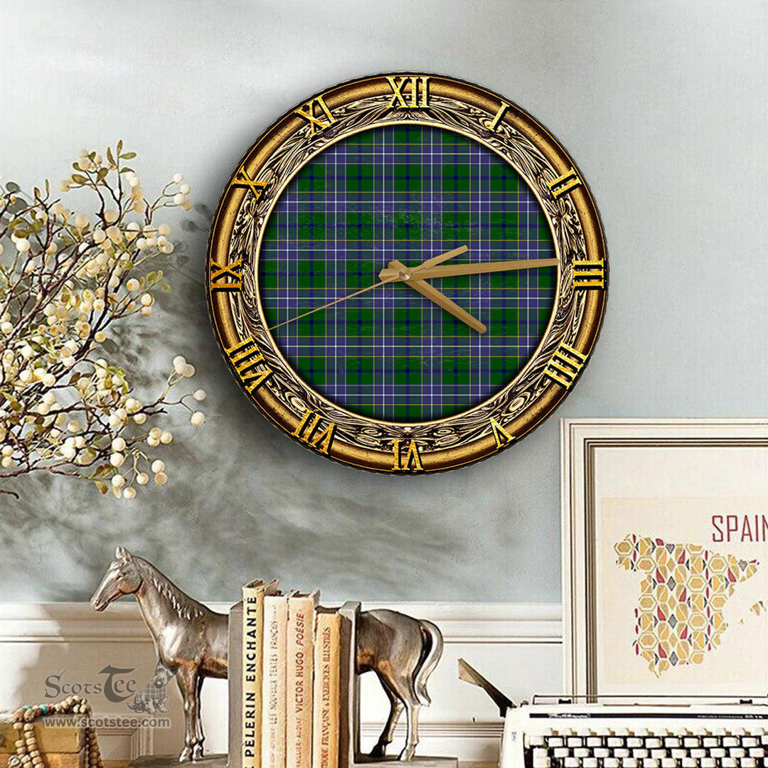 ScotsTee Shop Scottish Wishart Hunting Modern Clan Tartan Wooden Wall Clock