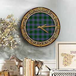 ScotsTee Shop Scottish Wishart Hunting Modern Clan Tartan Wooden Wall Clock