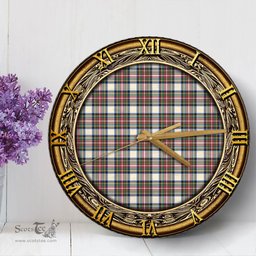 ScotsTee Shop Scottish Stewart Dress Ancient Clan Tartan Wooden Wall Clock