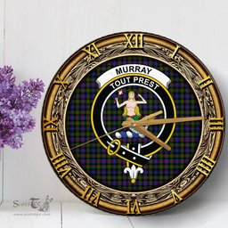 ScotsTee Shop Scottish Murray of Atholl Modern Clan Crest Tartan Wooden Wall Clock
