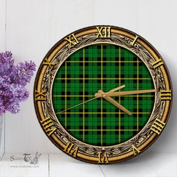 ScotsTee Shop Scottish Wallace Hunting Green Clan Tartan Wooden Wall Clock