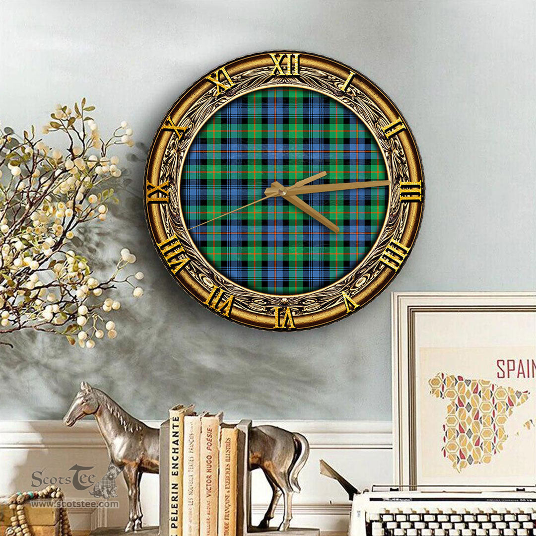ScotsTee Shop Scottish Murray of Atholl Ancient Clan Tartan Wooden Wall Clock