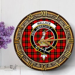 ScotsTee Shop Scottish Wallace Hunting Red Clan Crest Tartan Wooden Wall Clock