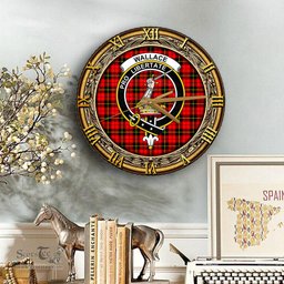 ScotsTee Shop Scottish Wallace Hunting Red Clan Crest Tartan Wooden Wall Clock