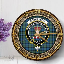 ScotsTee Shop Scottish Robertson Hunting Ancient Clan Crest Tartan Wooden Wall Clock