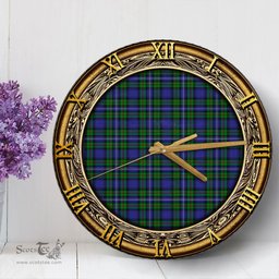 ScotsTee Shop Scottish Robertson Hunting Modern Clan Tartan Wooden Wall Clock