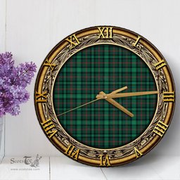 ScotsTee Shop Scottish Ross Hunting Modern Clan Tartan Wooden Wall Clock