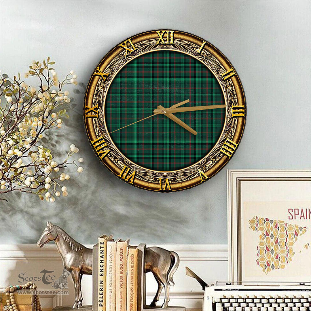 ScotsTee Shop Scottish Ross Hunting Modern Clan Tartan Wooden Wall Clock
