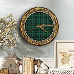 ScotsTee Shop Scottish Ross Hunting Modern Clan Tartan Wooden Wall Clock