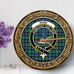 ScotsTee Shop Scottish Rose Hunting Ancient Clan Crest Tartan Wooden Wall Clock