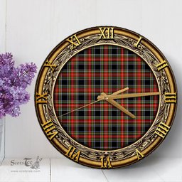 ScotsTee Shop Scottish Stewart Black Clan Tartan Wooden Wall Clock
